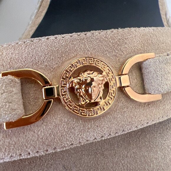 Versace Medusa ‘95 Beige Suede Espadrilles Women Wedge Sandals Size IT39 US7.5 - Picture 8 of 14